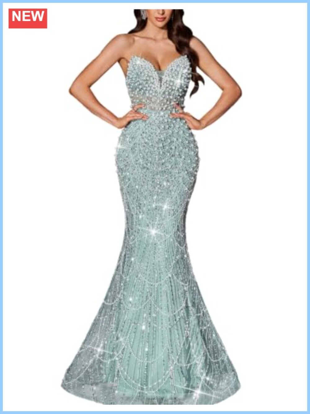 Beaded Mermaid Prom Dress Sequin Formal Evening Gown